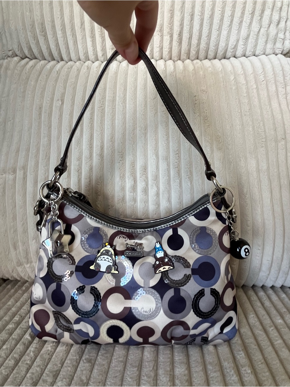 Coach Multi-Color Circular Signature Shoulder Bag with Charms